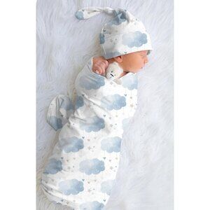 Boho Clouds Baby Boy Swaddle Blanket Hospital Outfit Breathable, Soft & Warmth